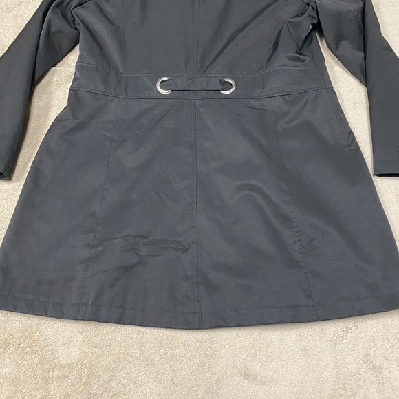 Via Spiga XL Womens Black Rain Coat Jacket Trench Animal Print Lining Belted - Picture 11 of 14